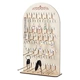 PH PandaHall Wood Pegboard Display Stand with 78 Hooks, Large Jewellery Holder Organizer Arch Shaped Wooden Earring Displays Rack for Home Show Store, Earrings Bracelets Keychain Display,20x35.5x10cm