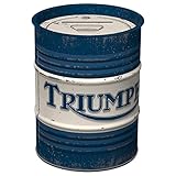 Nostalgic-Art Triumph – Oil Barrel – Motorbike Accessories Gift idea, Metal Piggy Bank, Vintage Tin Moneybank, 600 ml