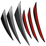 GEARCELL 6pcs Car Front Bumper Lip Splitter, Universal Auto Anti-Collision Strip, Decoration Side Canards Splitter Fins Black