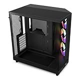 NZXT H6 Flow RGB | CC-H61FB-R1 | Compact Dual-Chamber Mid-Tower Airflow Case | Includes 3 x 120mm RGB Fans | Panoramic Glass Panels | High-Performance Airflow Panels | Cable Management | Black