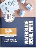 Hayes Paper, Waterslide Decal Paper Inkjet Clear 20 Sheets Premium Water-Slide Transfer Transparent Printable Water Slide Decals A4 Size