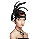 Molain 1920s Flapper Headband, Feather Crystal Headpiece Accessories for Women, Gatsby Costume Theme, Cocktail Party Hair Accessories