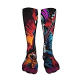 Rock Skull Singer Pattern 20 In Compression Socks For Women & Men Knee High Compression Stocking Support Running Travel
