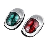 Aramox Navigation Light 1 Pair 12V LED Marine Waterproof Navigation Light Green Starboards Red Port Lamp Side Mount for 20m Boat Maximum Navigation Warning Light