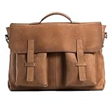 VELEZ Leather Messenger Bag for Men and Women | Vintage Briefcase for 17 inch Laptop | Work Bag Crossbody Laptop Bag, Brown, L, Messenger