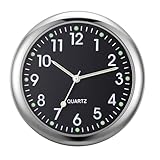 Car Clock for Dashboard Stick on Clock, Mini Luminous Car Dashboard Round Onboard Quartz Air Vent Stick-On Clocks Watch Digital Timer Easy To Read Time for Automotive Boat Bike Decoration (Black)