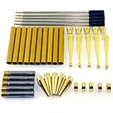 Glayent Woodturning Pen Kit Set X 5, Fancy Slimline Design, Gold Finish& Twist Action Mechanism