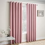 Enhanced Living Vogue Blush Pink 46 x 90 inch (117x229cm) Eyelet Thermal Noise Reducing Dim Out Curtains for Bedroom and Living Room