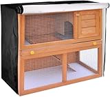 Rabbit Hutch Cover,48 Inch Double Hutches Cover,Windproof Waterproof Thermal cage cover,Outdoor Rabbit Hutches Cover for Guinea Pig Cage.Small Animal Outdoor Pens & Hutches.Rabbit Cover Hutch.Black