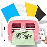 Likcut S501 Vinyl Cutter Machine with Built-in Storage, Die Cutting Machine of Multi Material Vinyl, HTV, Cardstock, Paper, Includes Cutting Mat, Black Pen, Weeding Tool, Pink