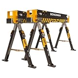 ROUGHNECK® COLT 600E Sawhorse, Heavy Duty Steel Construction, Weight-Baring Capacity 589kg Each, 1178kg Per Pair with Height Adjustable Legs for Woodworking & Construction – 2 Pack