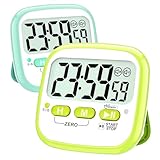 Antonki 2 Pcs Kitchen Timers, Countdown Digital Timer for Cooking Egg, Toothbrush, Classroom, Teacher, Kid - Magnetic, Kickstand, Hanging - Battery Included