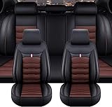 Car Seat Covers Full Set Fit For BMW 1 3 5 7 Series X1 / X3 / X5 / X6, Waterproof Seat Covers, Wear-resistant Premium Leather Cushion All-inclusive, Custom, Easy to Clean(Black coffee)