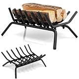 TANGZON 19’’ Fireplace Grate, Heavy-Duty Iron Fireplace Log Holder with 7 Steel Bars, V-Shaped & Raised Height Design, Firewood Burning Rack for Indoor Chimney Hearth Fireplace
