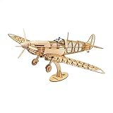 3D Wooden Puzzles DIY Spitfire Fighter Aircraft 1:25, Laser Cut Balsa Wood Model Airplane Kit to Build for Adults, Wooden Airplane Jigsaw Puzzle for Home Decoration, Birthday Gift