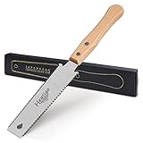 Heatigo Small Japanese Hand Saw for Wood, Wooden Handle Fine Tooth 11/17 TPI, Pull Saw for Trimming Pruning Woodworking Tool