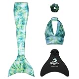 Mermaid Planet Sparkle Siren Deluxe Adult Mermaid Tail Set in Mystic Reef. Includes Swimmable Tail, Bikini Top, Scrunchie & Atlantis Monofin. UK 10-12