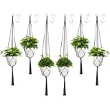 Macrame plant hanger, 6 Pack Black Indoor Outdoor Hanging Planter Flower Pot Basket Hanging Cotton Rope Handmade Wall Hanging Plant Holders (60cm *2, 80CM *2, 100cm*2)