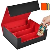 Aolso Card Storage Box for Trading Cards, 1800+ PU Leather Commander Deck Case With 8 card dividers, Storage Box, Magnetic Closure Card Holder for Magic Game Cards (Black&Red)