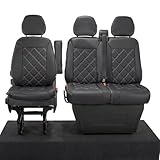 UK Custom Covers To Fit Iveco Daily (2014-2022) Tailored Leatherette Front Seat Covers (Single/Double WITH a Split Passenger Base) Black SC1026B