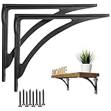 EDUWURXS Ironbridge Cast Iron Heavy Duty Shelving Brackets | Wall Shelf Supports (7x8" Pack of 2)