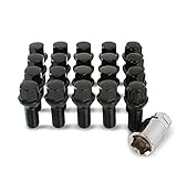 16 x Black Chrome Wheel Bolts Set with 4 x Locking Nuts for VW Volkswagen Scirocco with Aftermarket Alloy Wheels Only PN.SFP-16BM14B+B14B195