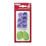 Dekozauber24 Edible Flowers for Cake, Sugar Flowers, 8 blossoms, 5 Leaves, cake decoration, daisy Wedding (purple)