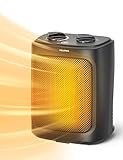 PELONIS 2 In 1 Mini Electric Fan Heater 2000W with Two Heat Settings & Fan, Ceramic Desk Heater for Bedroom, Temperature Control Desk Heater, A16a-black