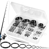 Annyswit 90 Pcs/11 Size Fishing Rod Eyes Repair Kit with a Tweezer, Rod Ceramic Guides Ring Replacement Set, High-Strength, Wear-Resistant Fishing Pole Rodding Eye for Repairing Fishing Rods