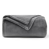 WAVVE Fleece Blanket Sofa Throw Grey 4ft x 5ft - Fluffy Soft Warm Versatile Blanket for Sofa/Couch/Bed Throw/Single Size Gray,130x150 cm