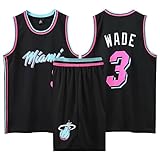 ABRTJCL Kids/Adult Basketball Kit 2 Piece Sleeveless Training Jersey and Shorts Set, No.3 for Kids/Adult, Black L