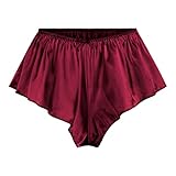 Satini Women's Satin Fluted French Skirt Shorts Knickers Briefs Panties (Wine Red, L)