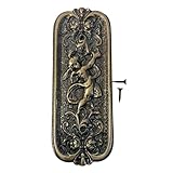 Antique Rustic Brass Door Push Plate with Ornate Cherub Design - Vintage Finger Plate Decor