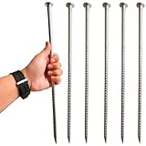 FOMMEN Rebar Stakes 16 Inch Metal Spikes for Asphalt 1/2 Inch Diameter-6 Pack Ground Stakes Heavy Duty for Speed Bump, Wheel Stop-Rebar Support Estacas de Metal-Ground Anchors -Tent Stakes