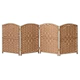 Short Room Divider Short Dressing Screen Solid Woven Panel Handmade Wicker Folding Room Divider Living Room Divider Privacy Screen For Bedroom Living Room Office(Color-2,50X30CM-5 piece)