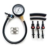 Stroagymoon Fuel Pressure Test Kit Fuel Pressure Gauge Black Metal+Rubber for Car, Motorcycle, Truck