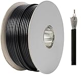 RG6 BLACK Coaxial Digital Satellite & Aerial Cable Reel 100m Double Shielded for HD, Ultra HD and 4k Reception