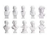 Waldosia zamonji Pack of 10 Mini Classic Composer Musicians Resin Bust Statues Sculpture Dollhouse Accessories Desk Decoration