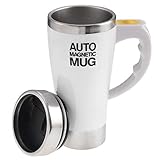 TsunNee 450ML Electric Self Stirring Coffee Mug, Stainless Steel Auto Magnetic Mug, Auto Mixing Cup for Coffee Tea Hot Chocolate Milk Cocoa Protein, White