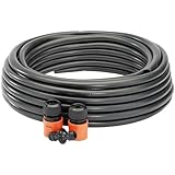 Draper 15m Perforated Soaker Hose | 12 mm Gardening Irrigation Pipe | Heavy Duty Sprinkler | 2 1/2" Hose connectors |Two Way Coupling | 68261 Black
