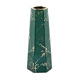12inch Green Gold Finish Marble Ceramic Flower Vase Home Decor Vase and Table Centerpieces Vase for Friends and Family, Christmas, Wedding, Bridal Shower