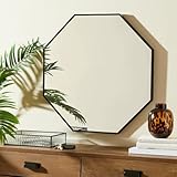 DEENZ 60X65Cm Octagon Overmantel Wall Mirror Black Frame Wall Hanging Mirror Decorative Mirror Or Bathroom Living Room Bedroom