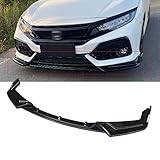 CHIESMA Front Bumper Lip Fit for 2017-2021 Honda Civic Si FK7 Hatchback ABS Painted Front Splitter 3PC (Gloss Black)