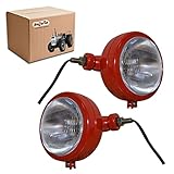 Red Tractor Lights Headlight Assemblies 12v Bulb Competitive for David Brown 700 800 900 1200 1400 Series Massey Ferguson Tractor 35 35X 65 765 | Case/IH Tractor B250 B275 B414 B444 Tractor Parts