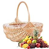 Willow Wicker Picnic Basket - 27cm Hand Woven Basket, Vintage Picnic Baskets with Handle | Rattan Picnics Hamper, Portable Storage for Camping, Garden Parties, Weddings, School & Outdoor Events