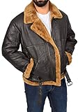 A1 FASHION GOODS Authentic Aviator Coat Real Sheepskin Flying Jacket Ginger Shearling B3 Bomber (Large) Brown