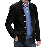Cocila Men's Casual Fashion Solid Color Loose Lapel Long Sleeved Jacket Lite (Black, XXXXXL) Trench Coat Men Winter Jackets for Coats Mens Black UK Parade Collar Fur Smart Tretch Puffer Military