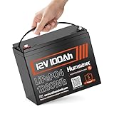 HumsiENK 12V 100Ah LiFePO4 Lithium Battery, Built-in 100A BMS, 6000-15000 Deep Cycles, IP67 Waterproof & Low-Temperature Protection, BCI Group 24 Compact (23.2 lb), for RV, Solar, Marine, Off-Grid