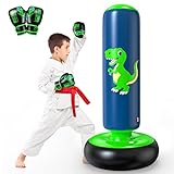 QPAU Inflatable Punching Bag, 48 Inch Stable Inflatable Boxing Bag for 3-6 Kids, Gifts for Boys and Girls, Kids Boxing Set for Practicing Karate, Taekwondo