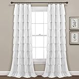 Lush Decor Ruffle Window Curtain - Vintage Chic Farmhouse Style Panel for Living, Dining Room, Bedroom (Single), 50”W x 84" L, White